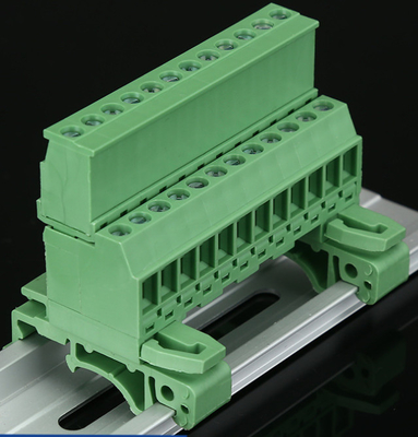 TB de bloc de TB de rail du vacarme 2P-24P de 2EDGUVK5.08MM de couleur verte de vacarme d'utilisation matérielle en laiton de rail fournisseur